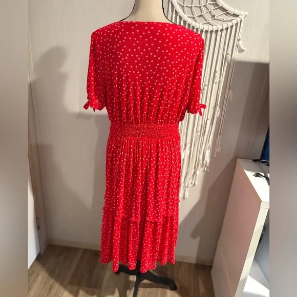 Siren Lily Red Polka Dot Midi Dress - Picture 3 of 8